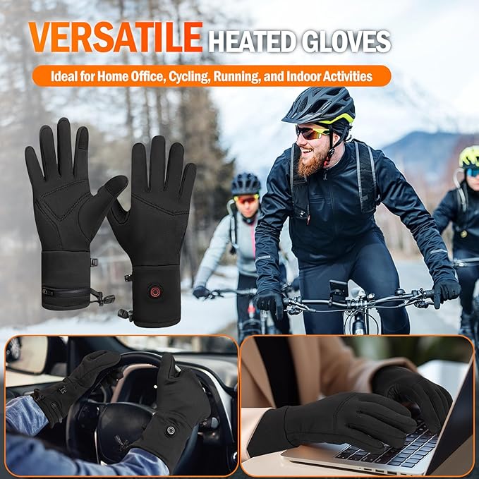 Heated Gloves for Men Women Rechargeable Waterproof Electric Motorcycle Gloves for SKI Snowboard Camping Hiking Camping