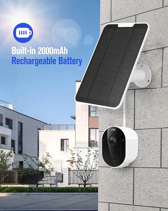 Solar Panel Charger Compatible with Arlo Pro Security Camera 2K HDR(6th Gen, 2025 Release), Built-in Battery Solar Panel for Arlo Pro 6/6XL, 9.8ft USB-C Plug Cable, IP65 Waterproof, Wall Mount, 3 Pack