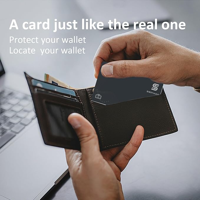 Wallet Finder RFID Blocking Card IP68 Item Tracker Works with Apple Find My APP & Network with Recharge Clip (iOS Only)