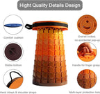 Upgraded XXL Collapsible Stool with Cushion,19.7"H-11.8"D Telescoping Folding Stool for Adults,More Sturdy Portable Camping Stools with Load Capacity 1000lbs for Outdoor,Garden,Fishing,Hiking