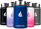 HYDRO CELL Stainless Steel Insulated Water Bottle with Straw - For Cold & Hot Drinks - Metal Vacuum Flask with Screw Cap and Modern Leakproof Sport Thermos for Adults (Navy 14oz)