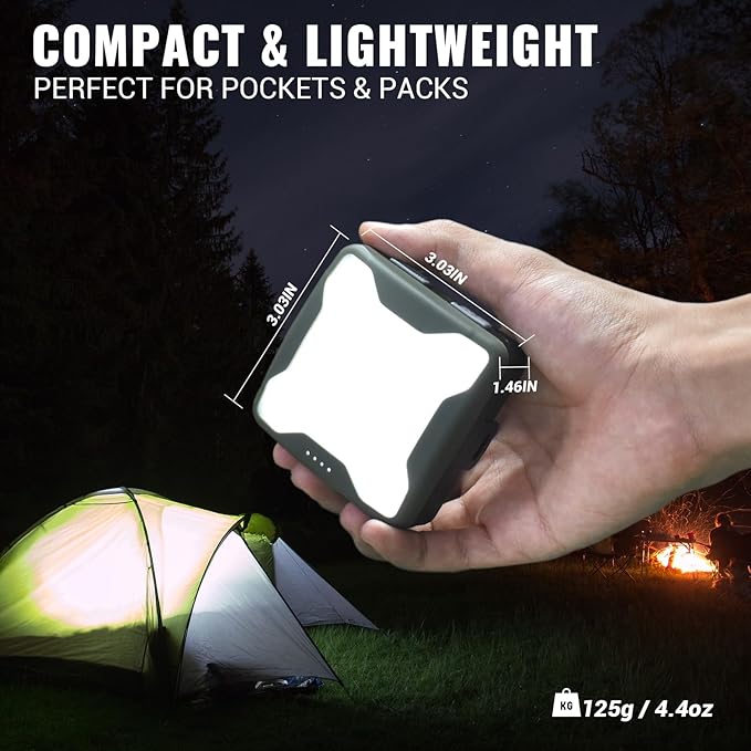 Camping Lantern Rechargeable/3AAA Batteries Tent Light, IPX7 Waterproof LED Lamp with Magnetic Base & Carabiner Hook for Indoor Work Outdoor Hiking Emergency Light Hurricane (ComPuck)