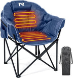 LILYPELLE Oversized Heated Camping Chair, Patio Lounge Chairs with 3 Heat Levels, Portable Folding Heated Chair Round Moon Saucer Folding Lawn Chair Outdoor Chair for Camping, Lounge Patio