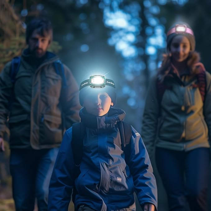 EverBrite Headlamp, 2 Pack Kids Headlamp with Red Light and Memory Function, Head Lamp for Adults and Kids with 5 Modes, Bright Headlamps for Camping, Running, Batteries Included