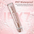 2 in 1 Women Electric Shaver Dual Head Bikini Trimmer for Women IPX7 Waterproof Wet & Dry Use Body Hair Trimmer and Facial Hair Remover for Bikini Underarm Leg Arm Body Face