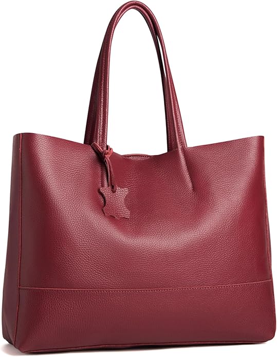 Italian Leather Tote Bag for Women - Large Shoulder Shopper, Fits 16” Laptop, Keychain Holder, Made in Italy