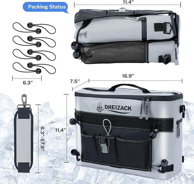 Dreizack Kayak Cooler Behind Seat, Waterproof Cooler for Kayaking,Paddle Board Cooler Compatible with Lawn-Chair Seat Kayak Accessories Cooler Bag Kayak Cooler Tow Behind for Camping Fishing