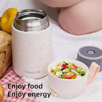 Thermo for Hot Food for Adults Kids | Wide Mouth, 26 oz Insulated Food Jar with Spoon, Leakproof Soup Thermo for School Office Travel, Thermal Steel Lunch Container Easy to Carry (White)