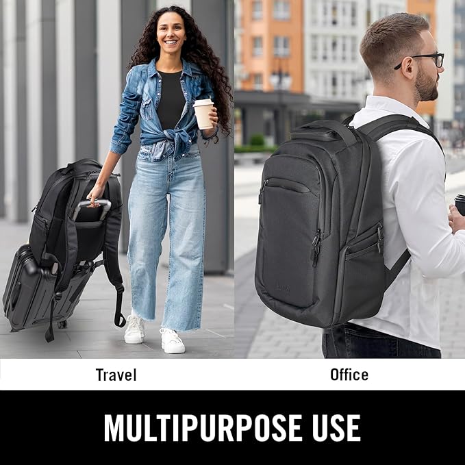 Kenneth Cole REACTION Parker Polyester Abrasion-Resistant Travel 17" Laptop Backpack with Removable Laptop Sleeve, Black