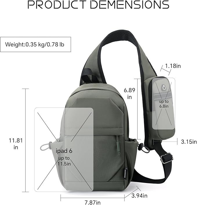 Crossbody Sling Bag Casual Shoulder Hiking Backpack with Convertible Shoulder Strap for Travel Hiking Shopping Leisure Sport