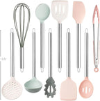 COOK WITH COLOR Silicone Cooking Utensils, Kitchen Utensil Set, Easy to Clean Silicone Kitchen Utensils, Cooking Utensils for Nonstick Cookware, Kitchen Gadgets Set, 10 Pieces, Mint