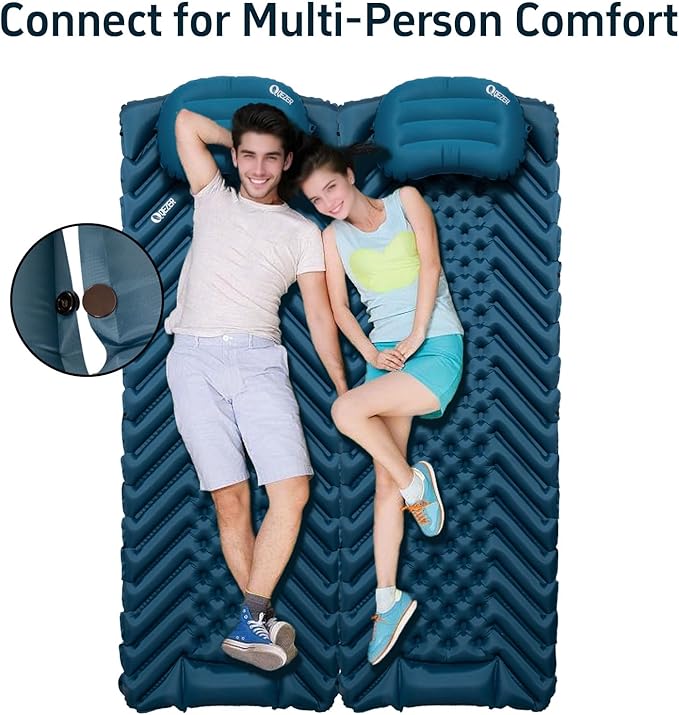 Ultralight Sleeping Pad Camping Inflatable Pillow for Camping Combo, Compact Backpacking Inflatable Sleeping Pad for Adults- Portable for Hiking, Travel - Durable & Comfortable