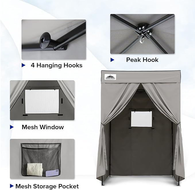 EAGLE PEAK Flex Compact 5x5 Pop-up Canopy Changing Room, Portable Privacy Dressing Room for Indoor Fashion Photoshoots, Camping, or Pool, Gray