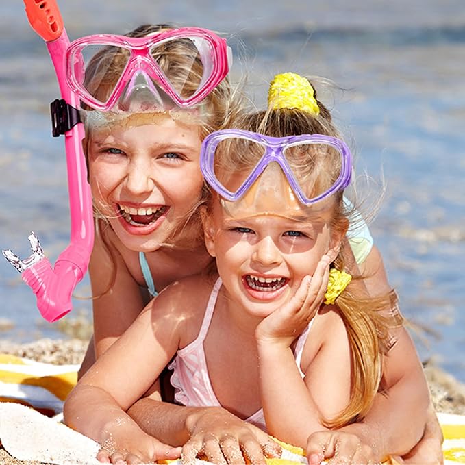 Kids Snorkel Set Dry Top Snorkeling Gear for Kids Youth Boys Girls Junior Age 5-15,Tempered Glass Swimming Diving Mask and Snorkel Set 180 Degree Panoramic View