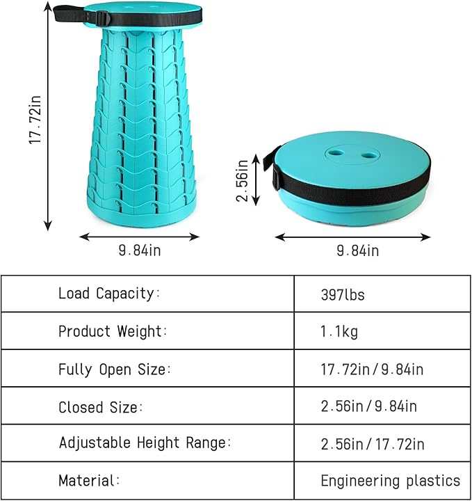 Portable & Lightweight Foldable Camping Chair for Adults, Heavy Duty Folding Stool with Adjustable Shoulder Strap, Perfect for Picnic, Beach, Backyard, and Sporting Events, Max Weight 400lbs
