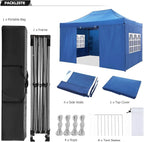 COBIZI 10x15 Pop up Canopy Tent 10x15 Canopy with 4 Sidewalls Waterproof Heavy Duty Commercial Canopy Tent for Parties Outdoor Tent Garden Gazebo Tent, Carry Bag(10x15ft, Blue)