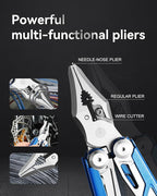 MINI Multitool Pliers,14-In-1 Survival Gear For Outdoor,Home,And Auto RepairBirthday Christmas Gifts For Men Boyfriend Dad Husband(Blue)