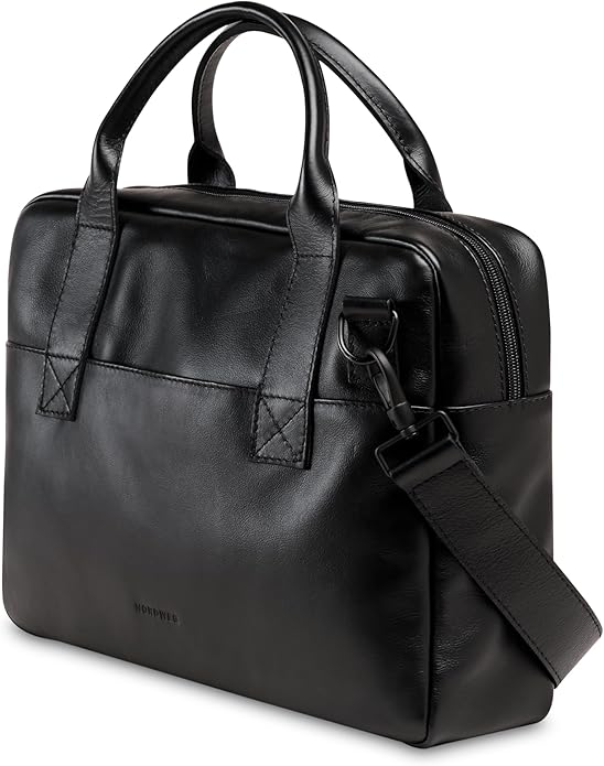 Nordweg Nomad Leather Briefcase NW080A – Leather Bag for Work & Travel – Fits 15.6” Laptop – Minimalist, Durable, Elegant