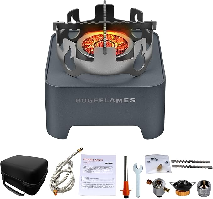 Propane Camping Stove with Carrying Case & Ignition Portable Gas Stove for Outdoor Camping BBQ Hiking