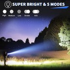 3Pack Rechargeable Flashlights High Lumens, Super Bright Flashlight, 5Modes LED Flashlight Rechargeable, Adjustable Tactical Flashlights High Powered, Flash Lights for Emergency Camping Home