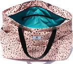 ESVAN Large Foldable Beach Bag for for Women with Dry Wet Compartment Waterproof Sandproof Travel Gym Picnic Handbag