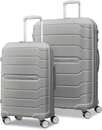 Samsonite Freeform 2-Piece Luggage Set - Carry-On & Large Checked Luggage with Dual Spinner Wheels - Durable Polypropylene Hardshell - TSA Lock, Airline-Approved - Expandable Hard Shell - Light Grey