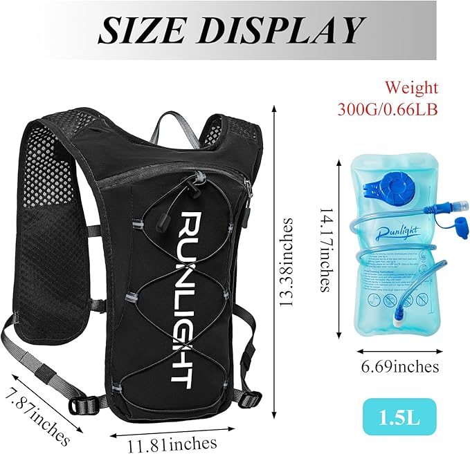 Running Vest for Women Men Lightweight Hydration Backpack Pack with 1.5L Water Bladder Bag Hydro Daypack for Hiking,Trail,Skiing,Camping,Cycling,Race,Marathon