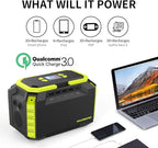 MARBERO 222Wh Portable Power Station 200W Solar Generator 60000mAh Power Bank with AC Outlet 110V 200W DC USB LED Flashlights Lithium Battery Power Supply for CPAP Camping Backup Emergency Home