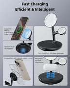 3 in 1 Magnetic Wireless Charger Stand for Apple Devices, TRIBONE Fast Charging Station for iPhone 17/16/15/14/13/12 Series, Apple Watch, Airpods (Panda Color)