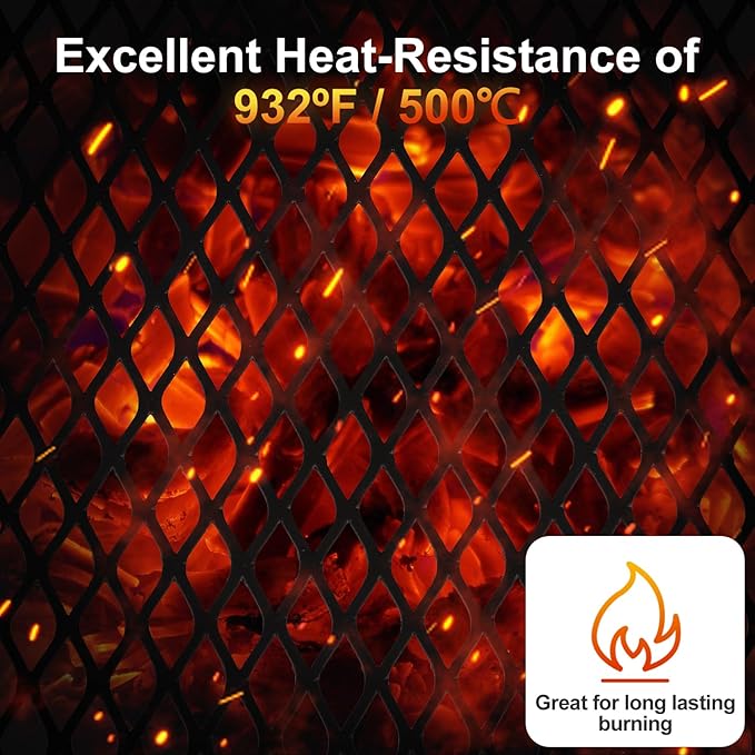 Odoland Folding Campfire Grill, Heavy Duty Steel Mesh Grate with Folding Legs and Storage Bag, Portable Camping Grates, Over Fire Pit Grill Rack for Outdoor Cooking and Bonfire