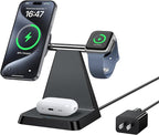 Charging Station for Multiple Devices Apple: Woruda 3 in 1 Magnetic Wireless Charger Stand for Mag Safe iPhone - Nightstand Charging Dock for iPhone 16 15 14 13 12 Pro Max Plus Apple Watch Airpods