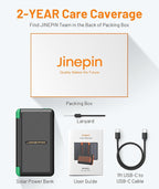 Power Bank Solar Charger 46800mAh Built in 4 Cables 3 Foldable Solar Panels, PD20W Fast Charging Portable Charger, LED Display Powerbank USB C in/Output, External Battery Pack with SOS Camping Light