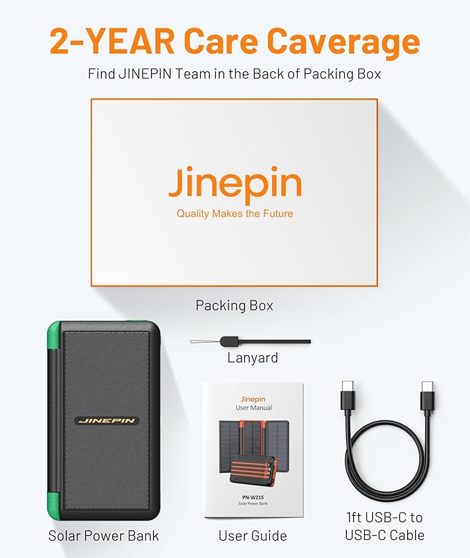 Power Bank Solar Charger 46800mAh Built in 4 Cables 3 Foldable Solar Panels, PD20W Fast Charging Portable Charger, LED Display Powerbank USB C in/Output, External Battery Pack with SOS Camping Light