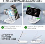 RYND 2026 Travel Wireless Mag-Safe Fast Charging Station,Magnetic 3 in 1 Charger with Light for iPhone16 15 14 13 12 Pro Max Plus,Apple Watch Series & Air pods 4 3 2 Pro-Gifts for Wife & Husband(Cyan)