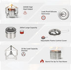 Alocs 2250W Alcohol Stove - Camping Stove with Sealed Cover - Stainless Steel Backpacking Solo Stove with Foldable Stand for Outdoor, Hiking, Survival, Climbing and Picnic
