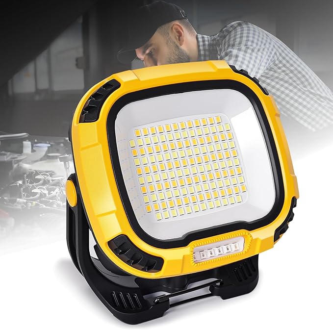 6000mAh Magnetic Work Light Rechargeable with 4000 Lumen IP65 Waterproof, 30H Runtime, 4 Brightness & 4 Color Modes with Red SOS, Strong Magnet Base for Car Repair, Camping, Emergency 1PC
