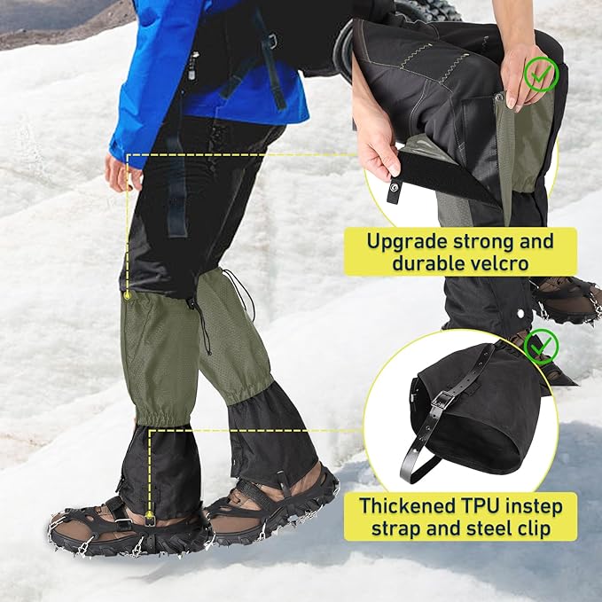 Gaiters for Hiking – Waterproof and Breathable Leg Gaiters for Women and Men Boots, Adjustable Lightweight Shoes Gaiters for Hunting, Hiking, Mountaineering, Snow Gaiters for Hiking Boots