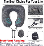 napfun Travel Pillow for Airplane, Premium Memory Foam Neck Pillow for Flight Headrest Sleep, Portable Plane Accessories, Deep Gray