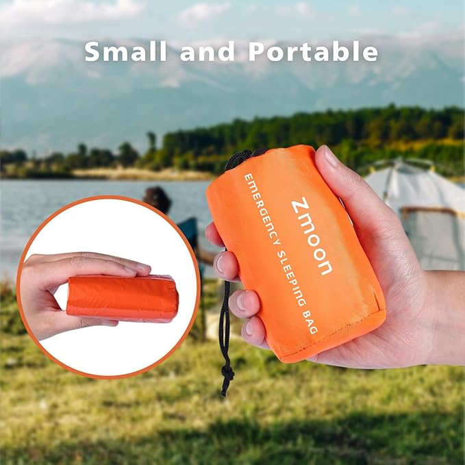 Zmoon Emergency Sleeping Bag Survival Bag, Portable Waterproof Thermal Bivy Sacks,Bivvy Bags,Camping Mylar Sleeping Bag Survival Gear Emergency Blankets Survival Shelter
