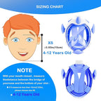 Kids Snorkel Mask, Full Face Snorkel Mask for Kids 4-16, 180 HD View Anti-Fog Anti-Leak Snorkel Mask for Kids Snorkel Set Snorkeling Gear for Kids