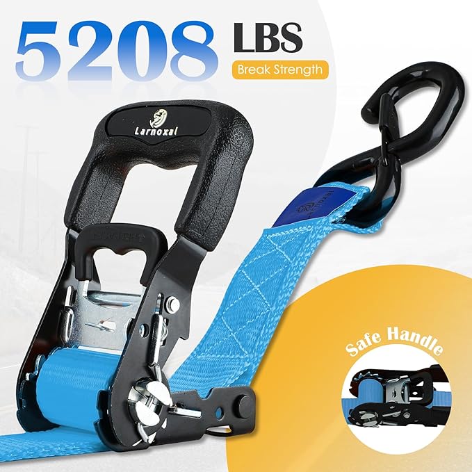 Ratchet Straps, 1.5 inch x 8.2 ft(4 Pack) Heavy Duty Tie Down Straps, Ratchet Tie Down Straps with Soft Loops-5,208 lbs (Blue)