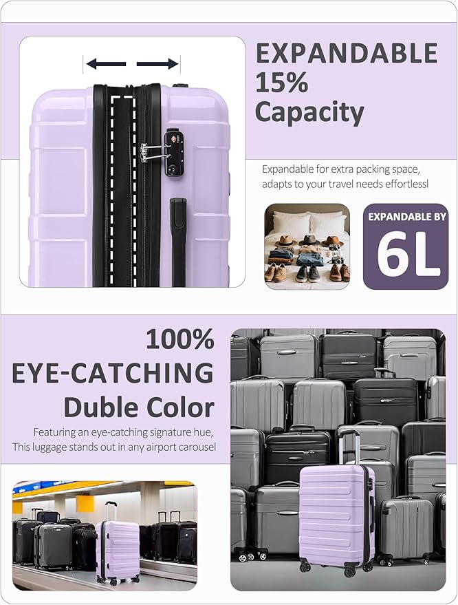 Tolino Carry on Luggage 22x14x9 Airline Approved-20 Inch Hardside Suitcase with Wheels TSA Lock, PC+ABS Lightweight Carry on Suitcases for Women and Men