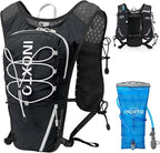 Running Vest for Women Men, Adjustable Chest Straps Running Hydration Vest with 500ml Soft Flask, Lightweight Breathable Reflective Hydration Backpack for Hiking