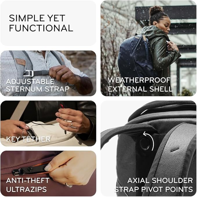 Peak Design Everyday Backpack Zip 20L, Kelp, 270-Degree Zip, Dual Side Pockets, FlexFold Dividers, Fits 15" Laptop, For Camera Carry, Daily Commutes or Travel, Versatile Backpack for Men and Women