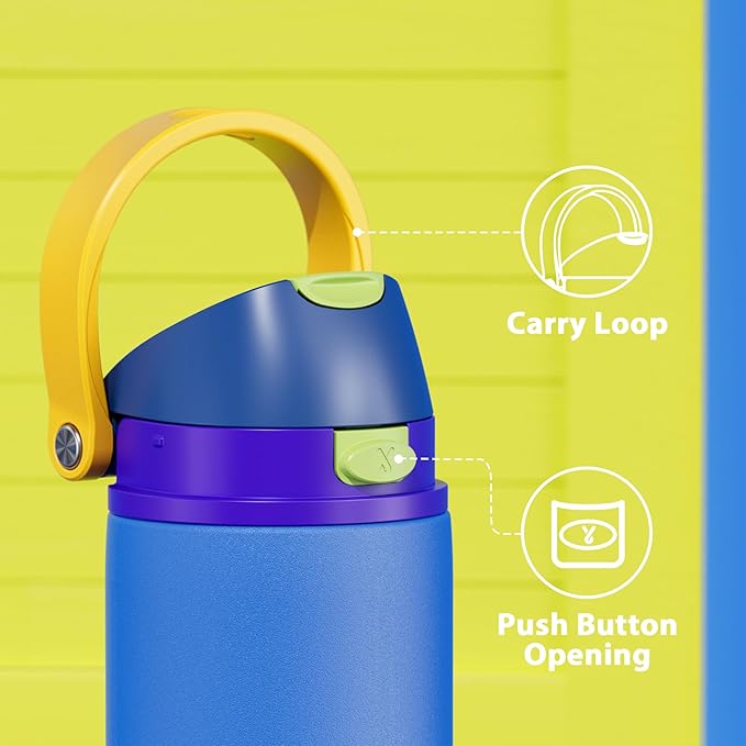 24 oz Insulated Water Bottle for Men: Meoky Stainless Steel Water Bottle with 2-in-1 Straw and Spout Lid - Leak Proof, Cold for 24 Hours, Fits in Car Cup Holder, BPA-Free for Sports Travel, Sapphire