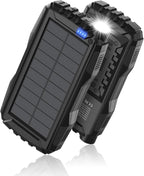 Solar Charger Power Bank 42800mAh, Portable Charger, Solar Power Bank,External Battery Pack 5V3.1A Qc 3.0 Fast Charger Built-in Super Bright Flashlight (Black)