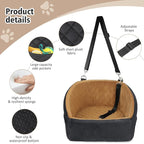 NEEZUKAR Dog Car Seat for Small Medium Dogs,Detachable Washable Dog Booster Seat Under 30lbs, Pet Car Seat Travel Bed with Storage Pockets and Dog Safety Belt(Black/Brown)