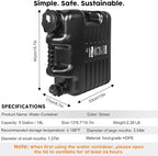 5 Gallon Water Jug, Camping Water Container BPA Free Water Storage with Spigot No Leakage Portable Emergency Water Tank for Outdoor Hiking Camping Picnic Supplies Black