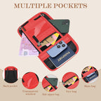 Passport Holder for Travel, Neck Pouch Travel Wallet With RFID Blocking, Waterproof Lightweight Passport Wallet for Women and Men (Red)