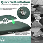 3.15" Self Inflating Camping Sleeping Pad, Ultra-Thick Elasticity Foam Fast Inflating 4-Season Insulated Durable Camping Mat Air Mattress with Pillow, for Tent, Car, Camping, Traveling, Green
